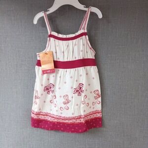 Sonoma 4T Girls Butterfly Dress White Pink Glitter Y2K Vintage Aesthetic Cotton